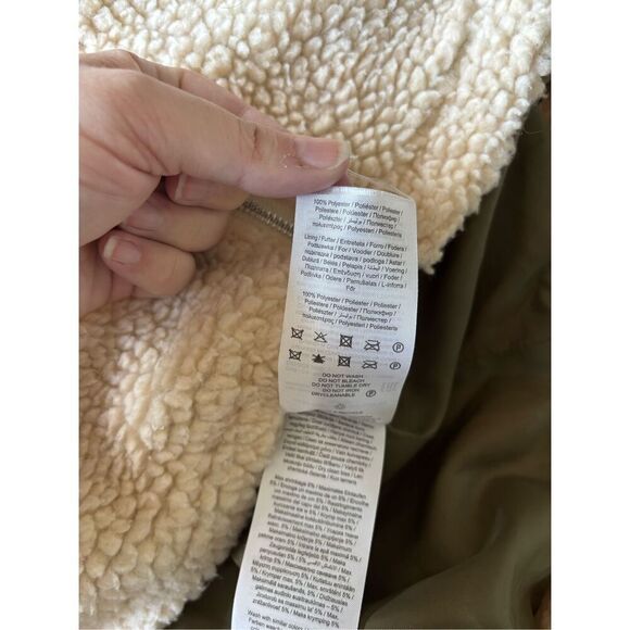 Jacqueline de Yong Green Quilted Cream Fleece Jdyiza Teddy Mix Jacket Size XL - Picture 4 of 11